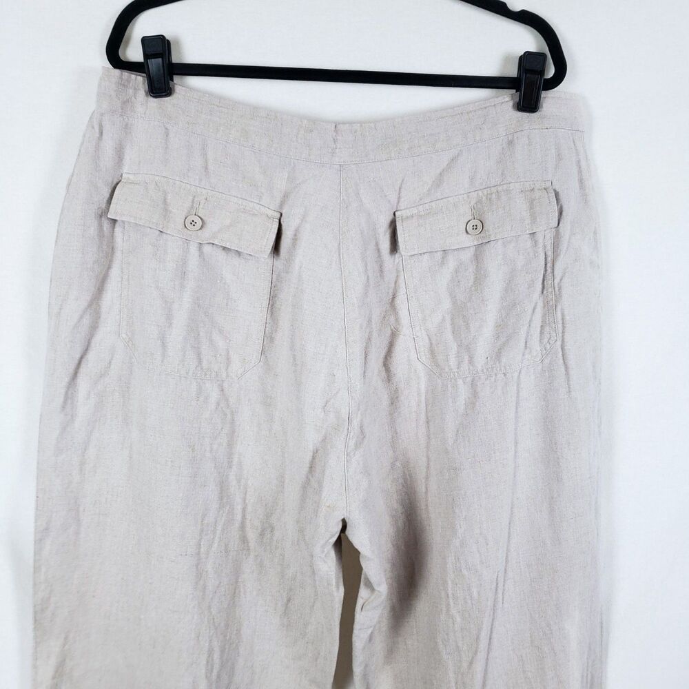 Brandini Coastal Euro Summer Linen Pants Womens XL Straight Leg Resort Natural - Picture 5 of 8